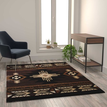 FLASH FURNITURE 5' x 7' Chocolate Rustic Southwest Style Area Rug ACD-RG136-57-CO-GG
